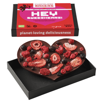 Chocolate makers bio čokoládové srdce s lesným ovocím 110g
