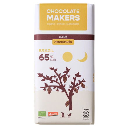 Chocolate makers demeter čokoláda 65% s praženými lieskovcami 80g