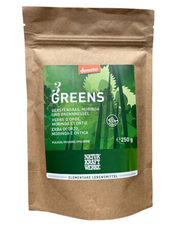Naturkraftwerke zmes jačmennej trávy, moringy a žihľavy - prášok 250g
